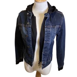 Hudson Women's Denim Jacket with Black Hoodie Insert Blue Wash‎ Size Small